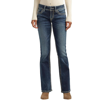 Silver Jeans Co. Women's Suki Mid Rise Bootcut Jeans, Indigo, 32W x 30L