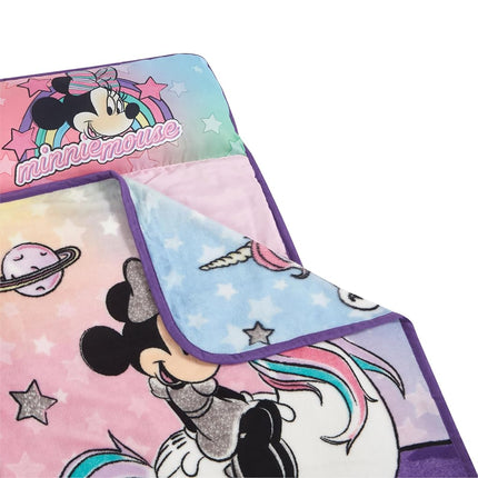 Disney Minnie Mouse Super Soft Toddler Quilted Nap Mat with Built in Pillow, 26"x46"