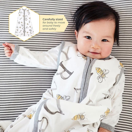 Burt's Bees Baby Unisex Beekeeper Wearable Blanket, Organic Cotton - Light Weight or Medium Weight - Newborn Essentials, A Bee C Cloud, Medium
