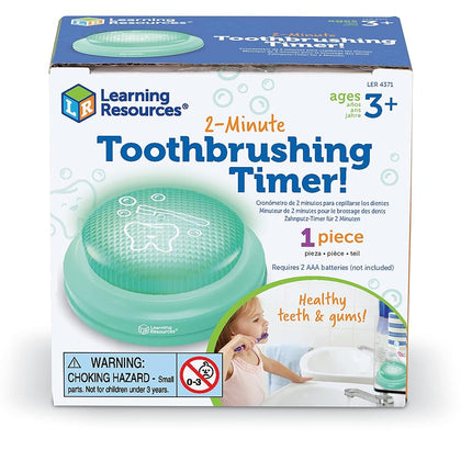 Learning Resources 2-Minute Toothbrushing Timer - Age 3+ Helps Kids Dental Health, Toddler Timer for Bathroom, Multicolor