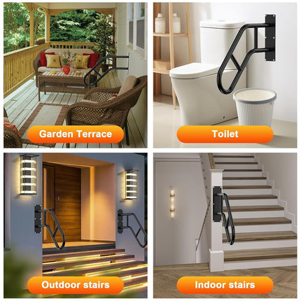 Handrails for Outdoor Steps ，22.8" Stair Railing Indoor1-3 Step, U-Shaped Safety Handrails for Kids, Elderly, Pregnant Women, Disabled (2 Pack Upgraded U-Shaped handrail)