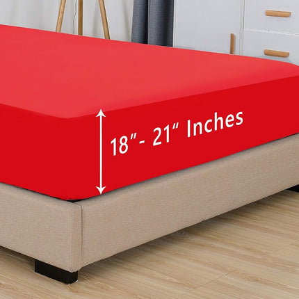 Premium Hotel Quality Extra Deep Pocket 18" - 21"inch Single Fitted Sheet for High Mattress, Luxury & Softest 1500 Thread Count Egyptian Quality Smart Pocket, Wrinkle Resistant & Hypoallergenic