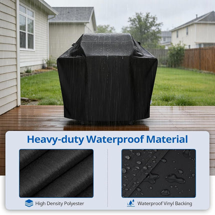 SunPatio BBQ Grill Cover 50 Inch, Outdoor Heavy Duty Waterproof Barbecue Gas Grill Cover, UV and Fade Resistant, All Weather Protection for Weber Char-Broil Nexgrill Grills and More, Black