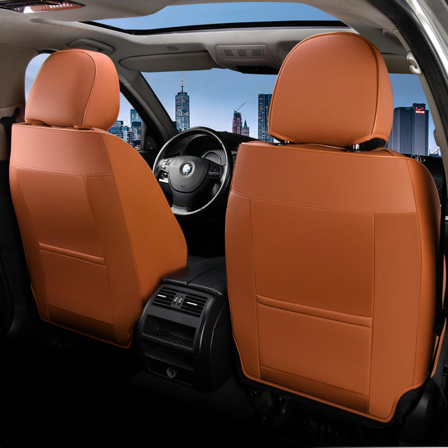 FLORICH Fundas para asientos de coche delanteros 2 piezas (Asientos delanteros, negro y marrón1)