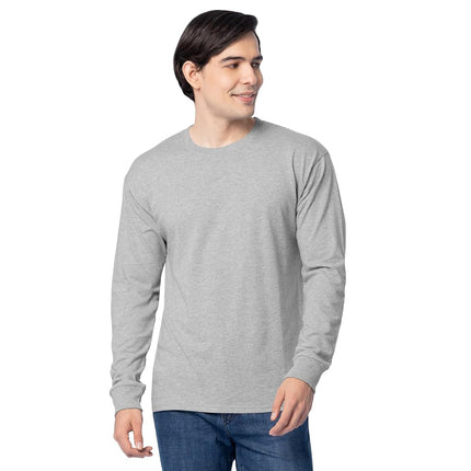 Fruit of The Loom Camisetas de manga larga de algodón Eversoft para hombre, transpirables y que absorben la humedad con control de olores, manga larga - Gris Jaspeado, 3XL
