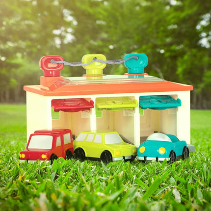 Battat 3-Car Garage, Color Sorting Push-and-Go Playset, Toddler