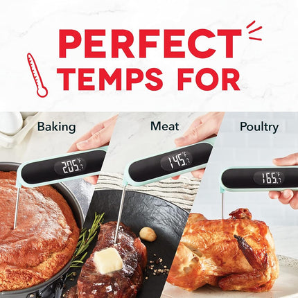 Dash Precision Quick-Read Waterproof Kitchen and Outdoor Food Cooking Thermometer with Digital LCD Display - BBQ, Chicken, Seafood, Steak, Turkey, & Other Meat, Batteries Included, One Size, Aqua