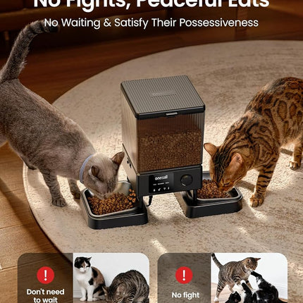 oneisall 5G WiFi Automatic Cat Feeder for 2 Cats, App Control, 20 Cups/5L