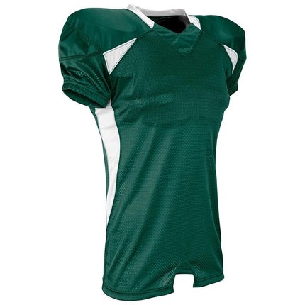 CHAMPRO Boys' Huddle Camiseta de fútbol americano de poliéster elástico Dazzle, verde bosque, blanco, juvenil grande