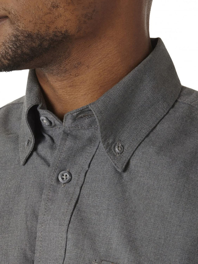 Wrangler Men's Fire Resistant Work Shirt with Two Front Pockets, Slate Grey, X-Large