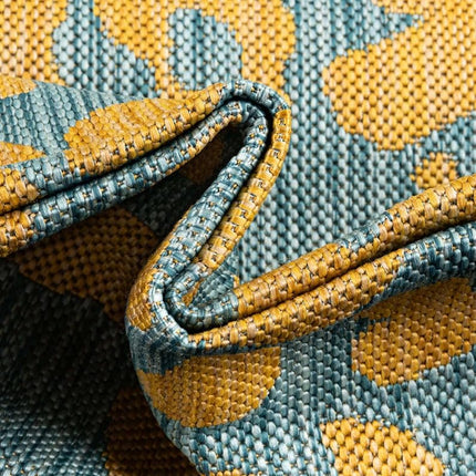 Unique Loom Outdoor Safari Collection Area Rug - Leopard (2' x 7' 10" Runner, Blue Yellow/Blue)