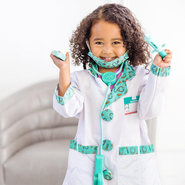 Melissa & Doug Kids Doctor Costume Role Play Toys | Fancy Dress for Toddlers & Kids | Doctor Costumes for Pretend Play, Age 3-6
