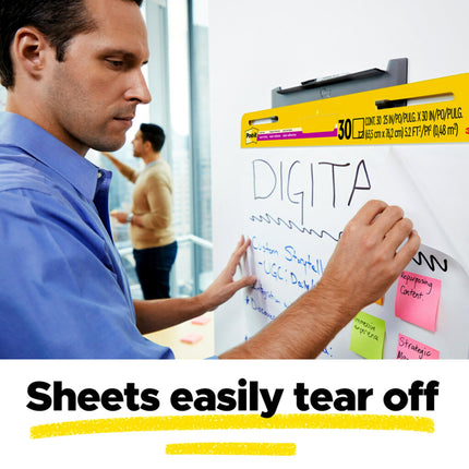 Bloc de caballete Post-it Super Sticky Mini, 15 x 18 pulgadas, 20 hojas/bloc, 3 blocs, papel de rotafolio blanco premium autoadhesivo (577-3PK)