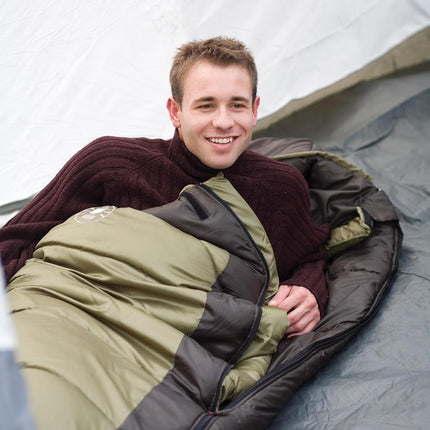 Sac de couchage Coleman North Rim 0°F grand et long, sac de couchage momie pour adultes par temps froid, fermeture éclair anti-accroc avec capuche réglable pour la chaleur et la ventilation, sans PFAS