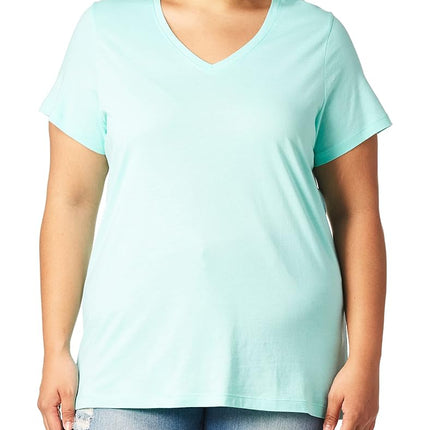 HUE Womens Short Sleeve V-Neck Sleep Tee Pajama Top, Aruba Blue, S