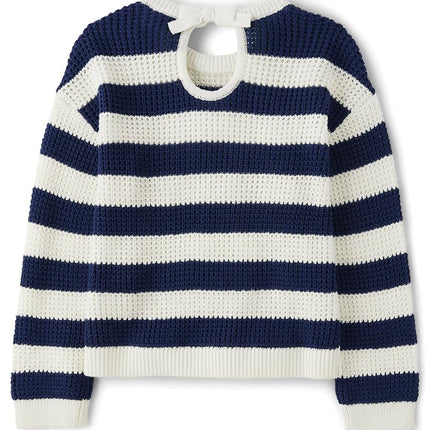 The Children's Place Girls' Tie Back Pull Over Sweater, Bunny Tail Stripe, X-Small