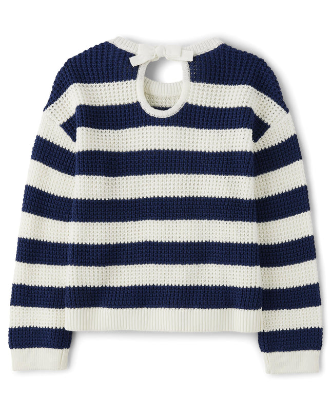 The Children's Place Girls' Tie Back Pull Over Sweater, Bunny Tail Stripe, X-Small