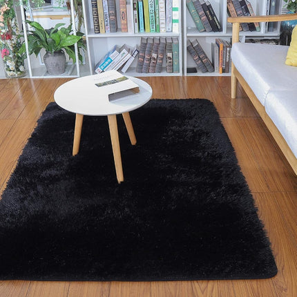 Merelax Soft Modern Indoor Shaggy Area Rug for Bedroom Livingroom Dorm Kids Room Home Decorative, Non-Slip Plush Fluffy Furry Fur Rugs Comfy Nursery Accent Floor Carpet 3x5 Feet, Black