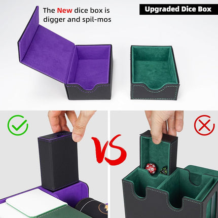 AFIING MTG Deck Box 6 In1 with MTG Playma,Premium Card Storage Box with 5 Pcs MTG Deck Box Holds 2400+ Trading Cards, Large TCG Card Deck Case for Magic Yugioh Sports Cards (Black&Purple)