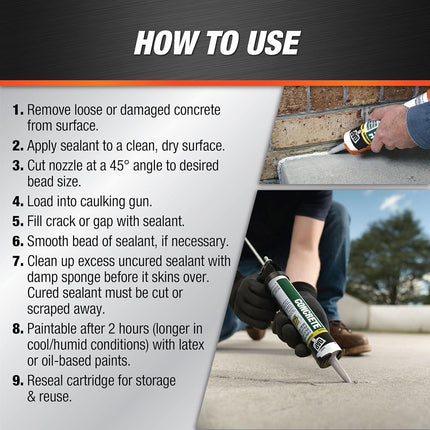 Latex Concrete Sealant, 10.1 oz, Gray