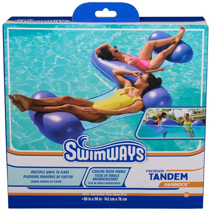 SwimWays Spring Float Premium Tandem Hammock, Pool Hammock Fits 2 Adults, Inflatable Pool Floats Adult with Fast Inflation for Ages 15 & Up