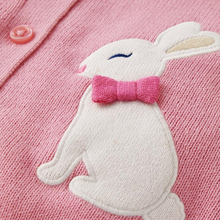 Gymboree Girls' and Toddler Long Sleeve Cardigan Button Up Sweater, Pink Ribbon Bunny, 18-24 Months