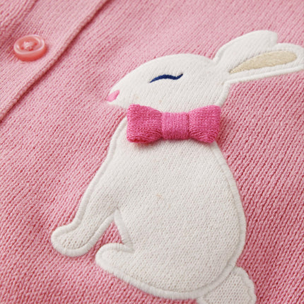 Gymboree Girls' and Toddler Long Sleeve Cardigan Button Up Sweater, Pink Ribbon Bunny, 10
