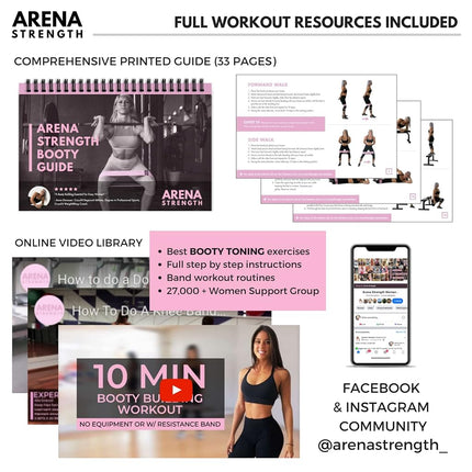Arena Strength Fabric Booty Bands: Fabric Resistance Bands for Legs and Butt: 3 Pack Set. Perfect Workout Hip Band Resistance. Workout Program and Carry Case Included…