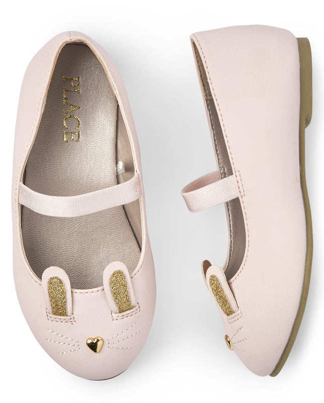 The Children's Place Baby-Girls and Toddler Closed Toe Ballet Flats, Bunny Face, 5 Toddler