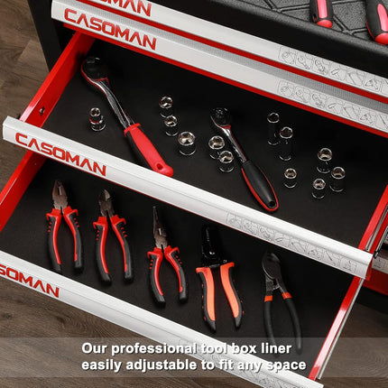CASOMAN Professional Tool Box Liner and Drawer Liner - 24 inch (Wide) x 24 feet (Long), Non-Slip,Easy Cut, Black, 24 inch x 24 feet