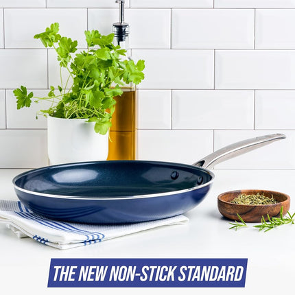 Blue Diamond Cookware Diamond Infused Ceramic Nonstick 12" Frying Pan Skillet PFAS-Free Dishwasher Safe Oven Safe Blue