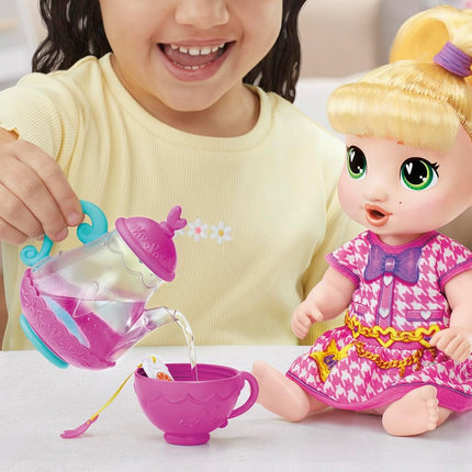 Baby Alive Bubbly Tea Party LaLa GooGoo Doll with Teapot Accessories, Blonde Hair, 11 Inches, Toy for 3 Year Old Girls and Boys & Up