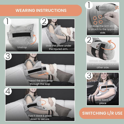 MOYOAMA Post Shoulder Surgery Pillow for Sleeping – Left/Right Arm Support with Adjustable Strap & Custom Firmness for Restful Recovery – Rotator Cuff, Bursitis, & Frozen Shoulder Pillow Post Surgery