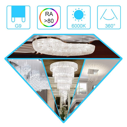 winshine G9 LED Light Bulb Bi Pin Base, 6000K Daylight G9 Base Bulbs for Chandeliers, 4W (40W Halogen Equivalent), 360° Beam Angle, 400LM, Non-dimmable for Home Lighting, 6 Pack