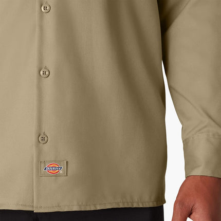 Dickies Men's Work Regular Regular Fit Long Sleeve Casual Shirt, Beige (Khaki), Small
