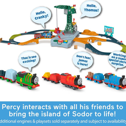 Thomas & Friends Motorized Toy Train Talking Percy Battery-Powered Engine with Sounds & Phrases for Pretend Play Preschool Kids Ages 3+ Years