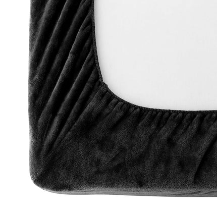 Elegant Comfort Luxuriously Soft 4-Piece Velvet Plush Flannel Sheet Set - Premium Quality - Cozy Warm, Anti-Static, Non Pilling Fuzzy Velvet Flannel Fleece Deep Pocket Sheet Set - Twin XL, Black