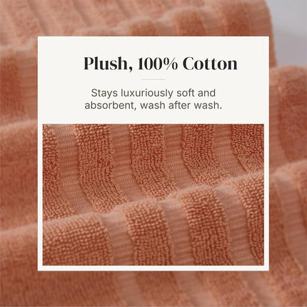 Amrapur 6 pc Yarn Dyed towel Oxford Coral, Cotton, Single
