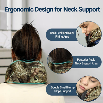 Travel Car Airplane Neck Pillow - Memory Foam Head Rest Support Traveling Essentials - Sleeping Neck Cushion Pillows for Adult Kids - Long Flight Air Accessories Gift for Women - A01 Mossy Oak