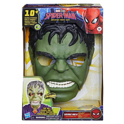 Marvel Studios Spider-Man: Brand New Day Savage Hulk Talk'n Electronic Mask Role Play Toy, Super Hero Costume Mask and Toys for Kids, Ages 5+