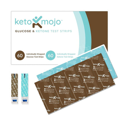 KETO-MOJO Test Strip Combo Pack for Use ONLY with The New GK+ Meter | 60 Blood Glucose + 60 Blood Ketone (120ct)