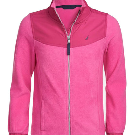 Nautica Girls' Fleece Full-Zip Jacket, Rose, 12-14