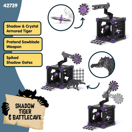 Schleich Eldrador - 27Pc Battle Cave Shadow Tiger Playset - Kids 7+ | 42739