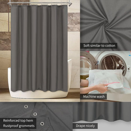 ALYVIA SPRING Extra Long Fabric Shower Curtain or Liner Dark Gray, 72x84