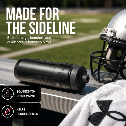 Under Armour Sideline Sports Water Bottle, 32 oz Squeeze Bottle With Quick-Shot Lid for Quick & Easy Hydration, Gym Bottle, 1 Count