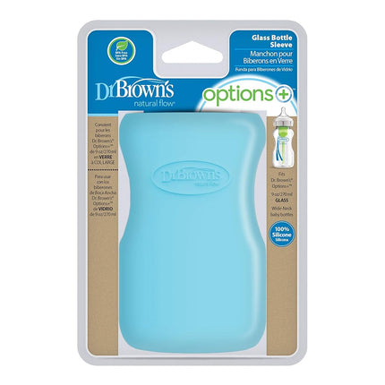 Funda para biberón de vidrio de cuello ancho Dr. Brown's, azul, 9 onzas