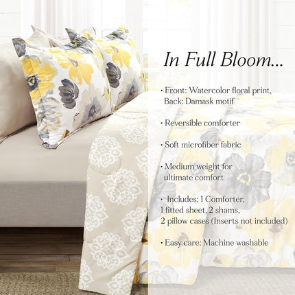 Lush Decor Leah, Polyester, Yellow & Gray, King