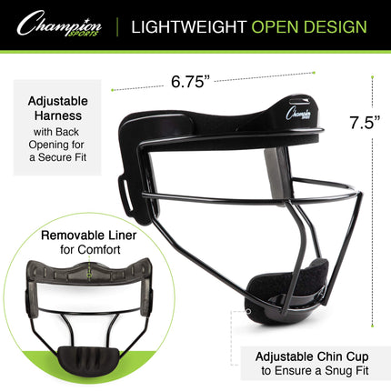 Champion Sports FMABK Softball Fielder's Face Mask, Black