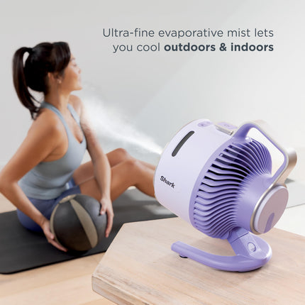 Shark FlexBreeze HydroGo Ultra-Powerful Portable Fan with Indoor/Outdoor Evaporative Mist, Up to 70 Feet Range, Corded and Wireless, Up to 12 Hours Battery, White, FA053BRN