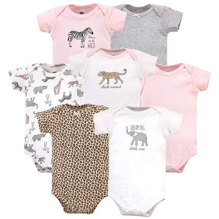 Hudson Baby Bodysuits de algodón para bebé, safari rosa moderno, de 12 a 18 meses
